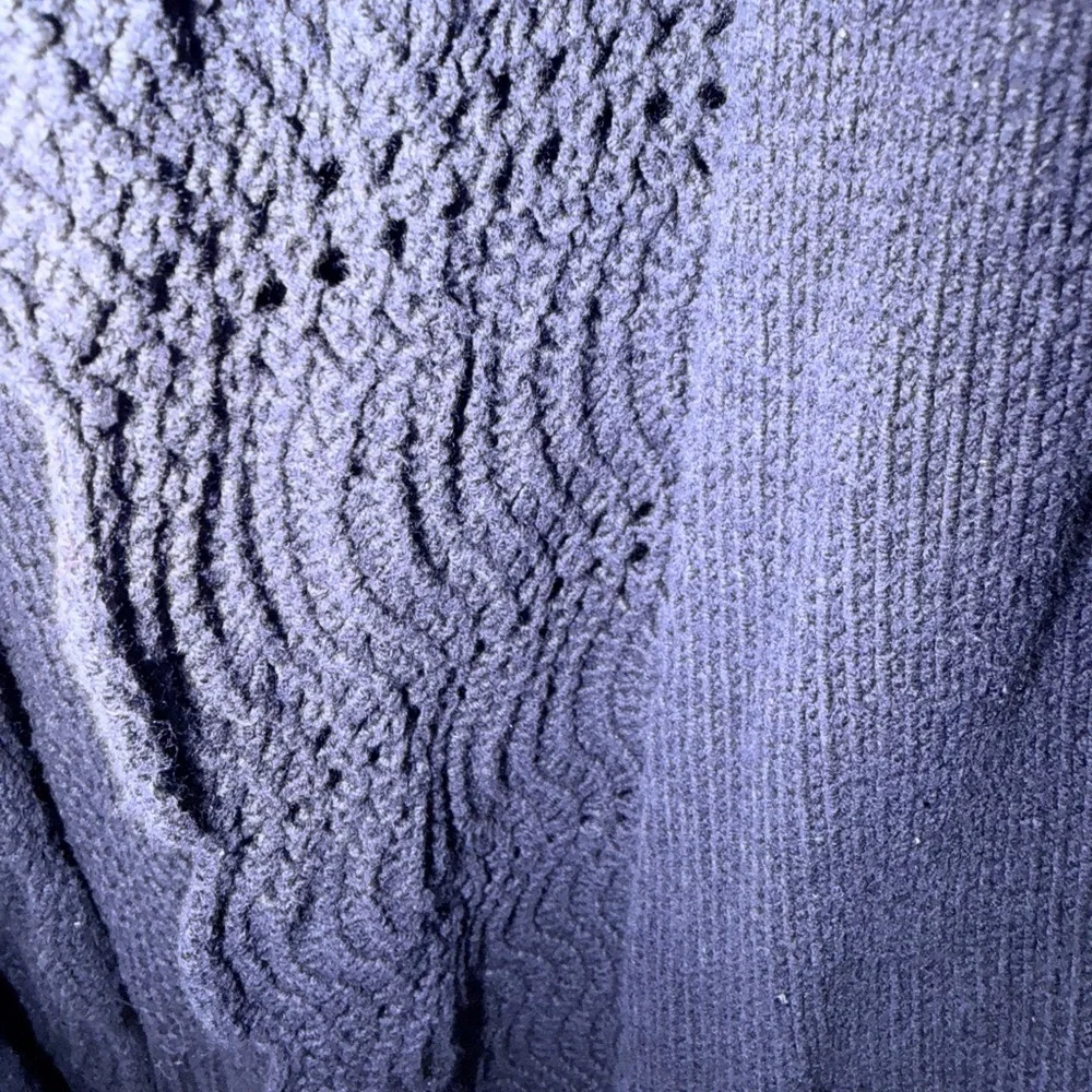 Skies Are Blue Navy Open Front Knit Cardigan Women’s L Textured Pocket Sweater